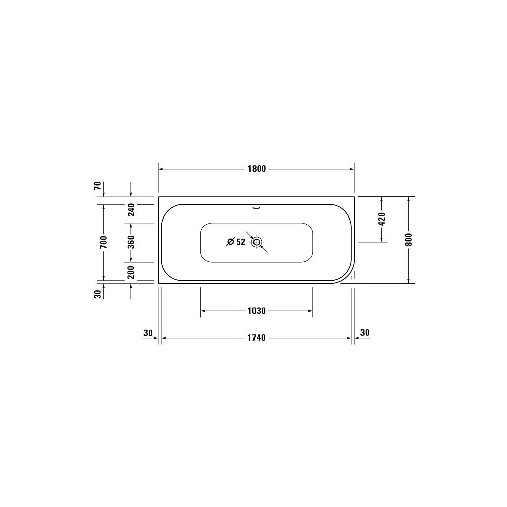 Duravit Happy D.2 Plus Badewanne 480x800x1800mm, Weiß glänzend, Rechteckig, Ec... DURAVIT-700316000000000 4021534874390 (Abb. 3)