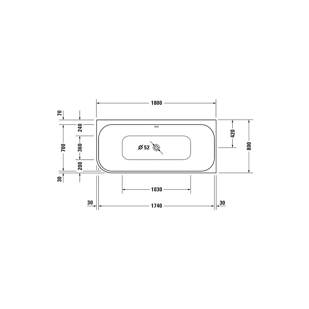 Duravit Happy D.2 Plus Badewanne 480x800x1800mm, Weiß glänzend, Rechteckig, Ec... DURAVIT-700317000000000 4021534874413 (Abb. 3)