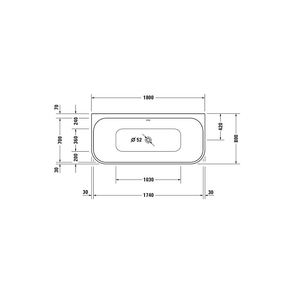 Duravit Happy D.2 Plus Badewanne 480x800x1800mm, 180l, Weiß glänzend, Rechteck... DURAVIT-700318000000000 4021534874437 (Abb. 3)