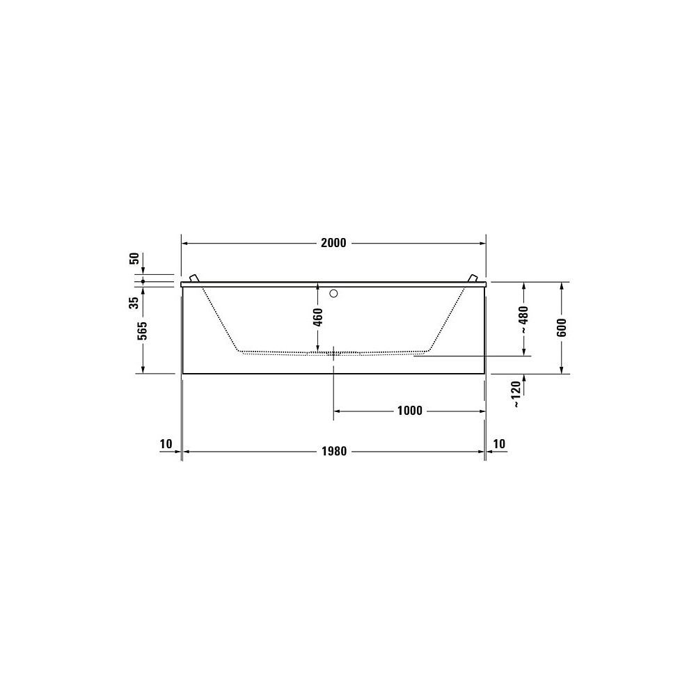 Duravit Starck Wannen Badewanne 480x1000x2000mm, 309l, Weiß glänzend, Rechteck... DURAVIT-700341000000000 4021534894749 (Abb. 4)