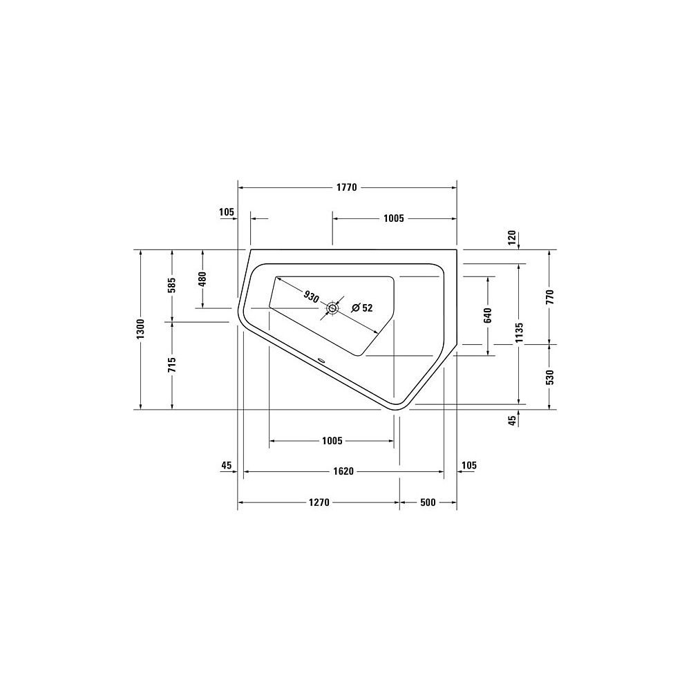 Duravit Paiova Badewanne 5 460x1300x1770mm, 205l, Weiß glänzend, Fünfeck, Ecke... DURAVIT-700395000000000 4021534992728 (Abb. 4)