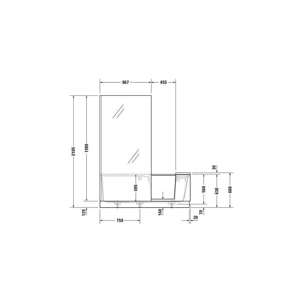 Duravit Shower and Bath Badewanne510x750x1700mm, 285l, Mattweiß, Rechteckig, N... DURAVIT-700454000000000 4053424917481 (Abb. 4)
