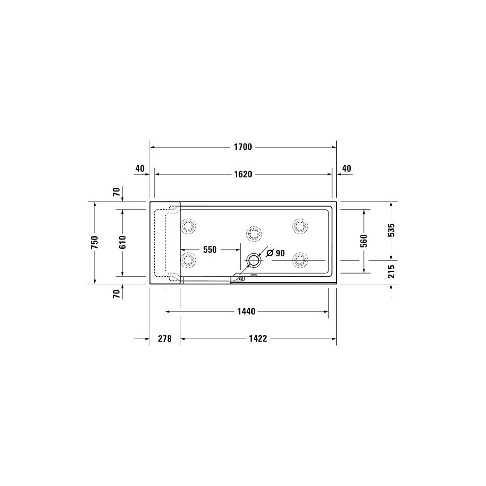 Duravit Shower and Bath Badewanne510x750x1700mm, 285l, Mattweiß, Rechteckig, N... DURAVIT-700455000000000 4053424917504 (Abb. 4)