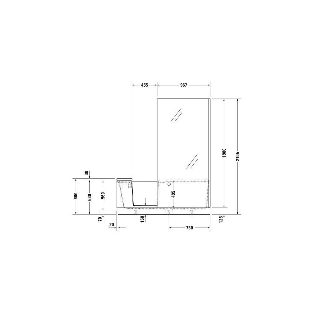 Duravit Shower and Bath Badewanne510x750x1700mm, 285l, Mattweiß, Rechteckig, N... DURAVIT-700455000000000 4053424917504 (Abb. 5)