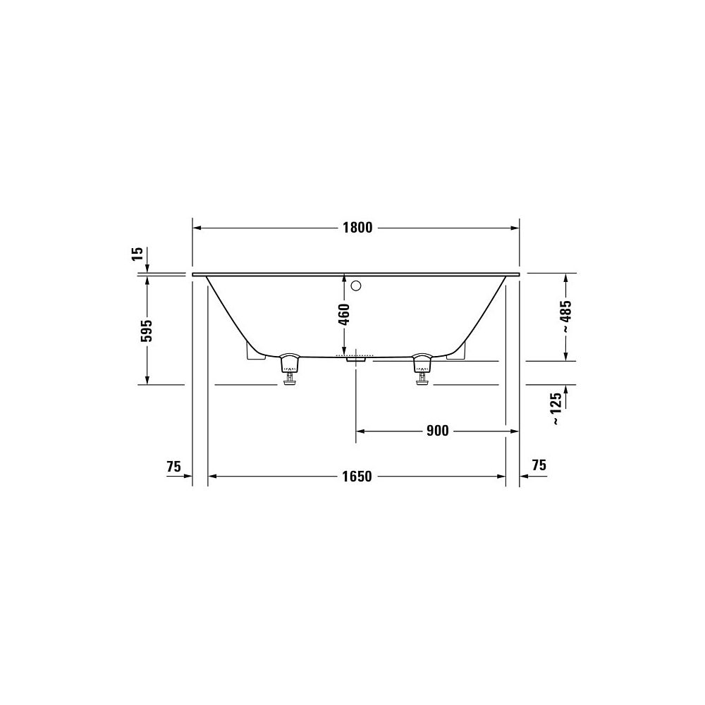 Duravit DuraSquare Badewanne 485x800x1800mm, 170l, Mattweiß, Rechteckig, Einba... DURAVIT-700426000000000 4053424179810 (Abb. 6)