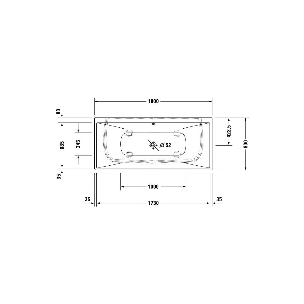 Duravit DuraSquare Badewanne 485x800x1800mm, 195l, Mattweiß, Rechteckig, Vorwa... DURAVIT-700429000000000 4053424179926 (Abb. 5)