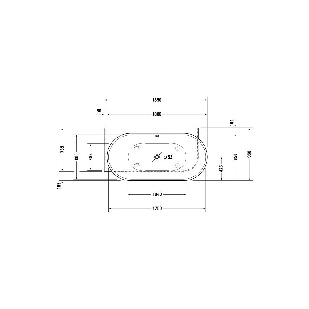 Duravit Luv Badewanne 610x950x1850mm, 252l, Mattweiß, Oval, Ecke L, 2 Rückensc... DURAVIT-700431000000000 4053424179964 (Abb. 8)