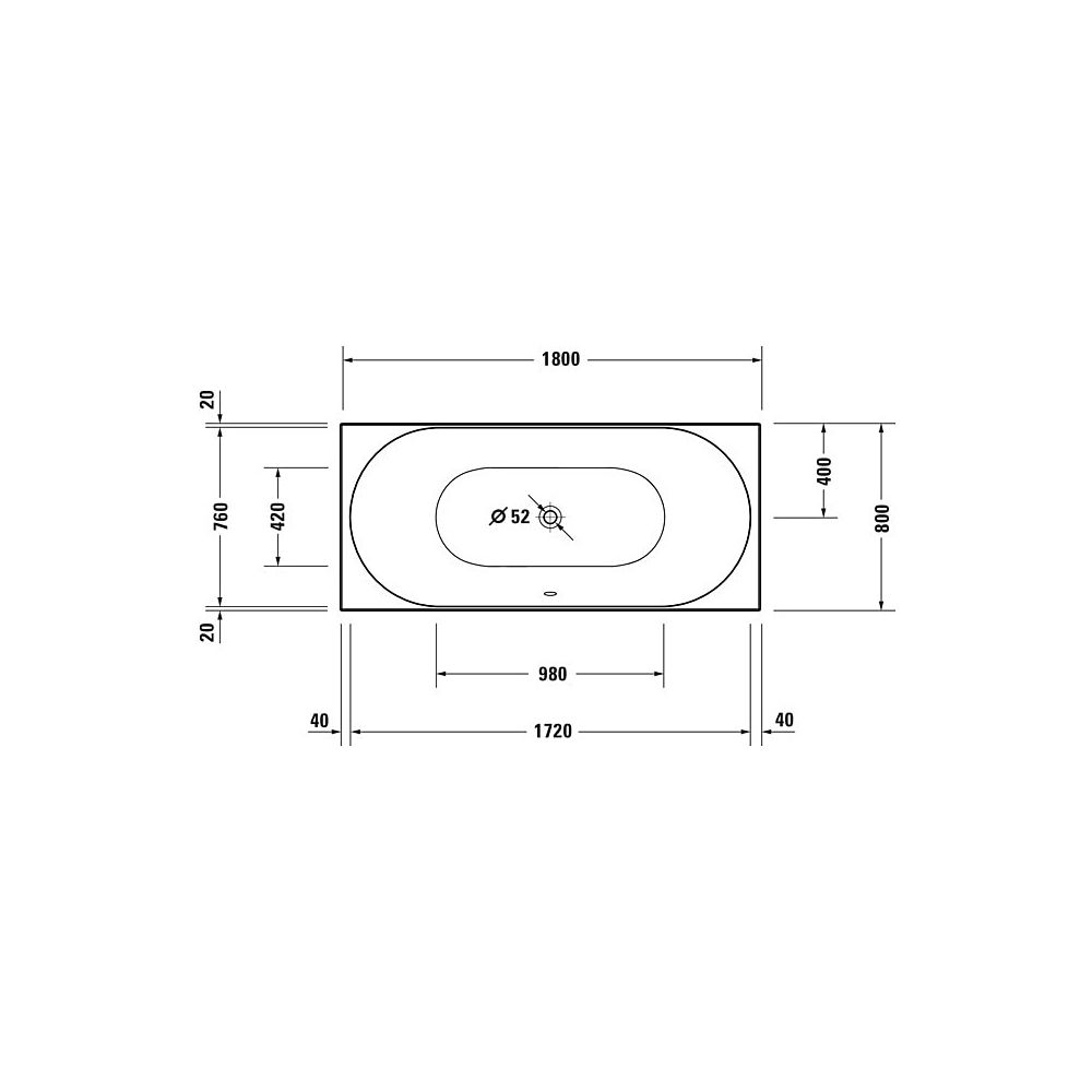 Duravit D-Neo Badewanne 485x800x1800mm, 230l, Weiß glänzend, Rechteckig, Einba... DURAVIT-700476000000000 4063382129710 (Abb. 8)