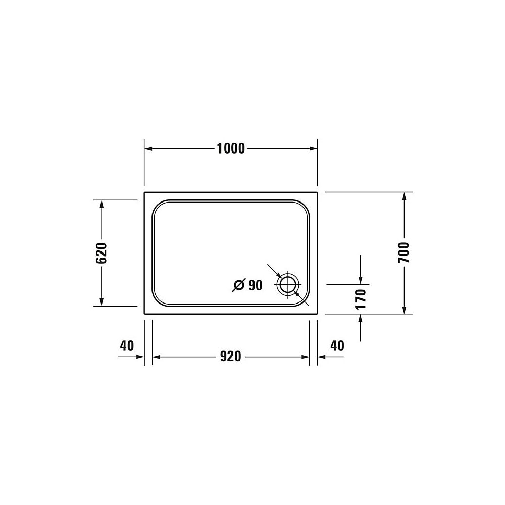 Duravit D-Code Duschwanne 700x1000x85mm, Rechteckig, Weiß glänzend, aus Sanitä... DURAVIT-720093000000000 4021534822681 (Abb. 2)