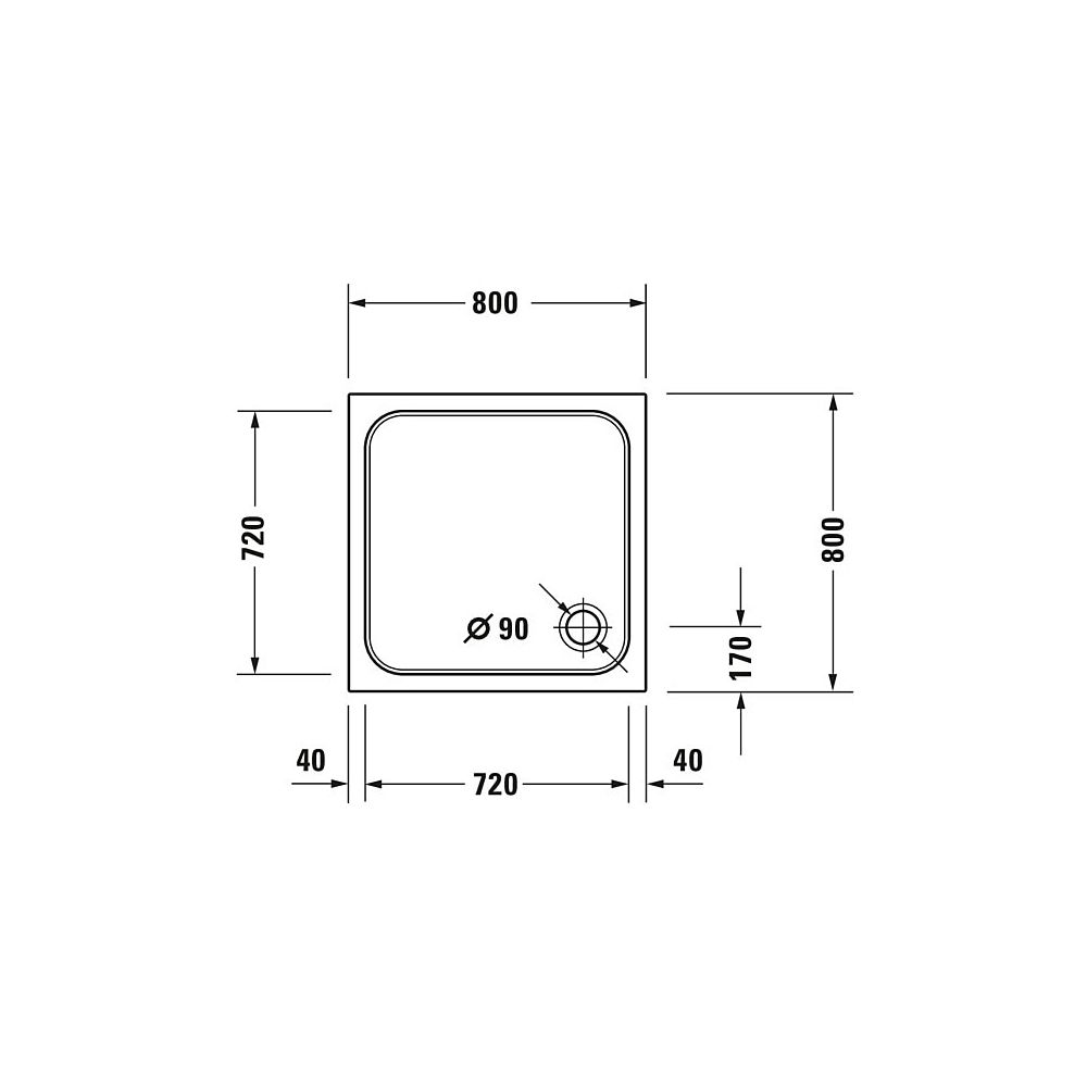 Duravit D-Code Duschwanne 800x800x85mm, Quadratisch, Weiß glänzend, aus Sanitä... DURAVIT-720101000000000 4021534823947 (Abb. 5)