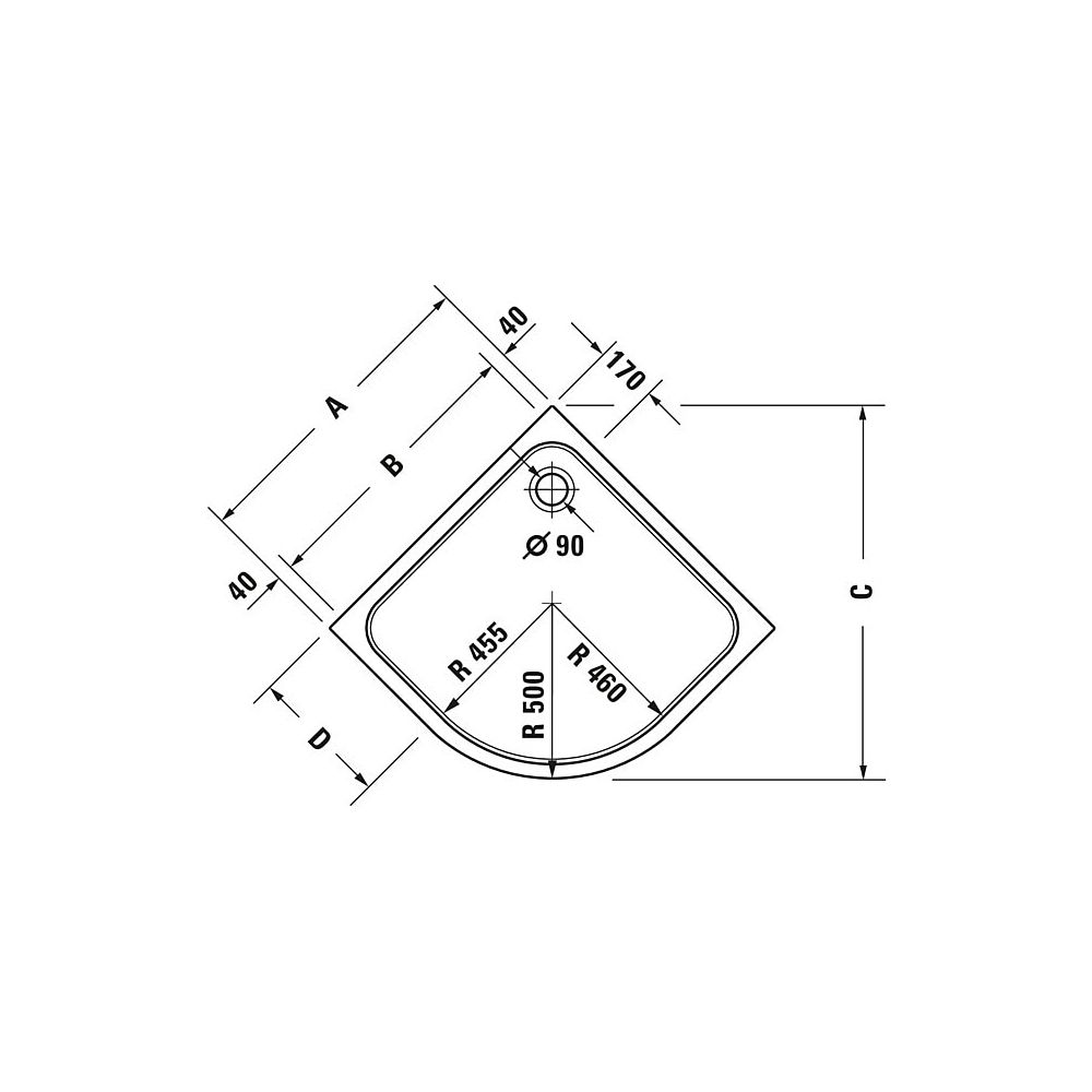Duravit D-Code Duschwanne 900x900x85mm, Viertelkreis, Weiß glänzend, aus Sani... DURAVIT-720108000000000 4021534824227 (Abb. 11)