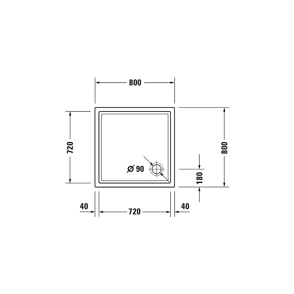 Duravit Starck Slimline Duschwanne 800x800x45mm, Quadratisch, Weiß, aus Sanitä... DURAVIT-720114000000000 4021534887413 (Abb. 6)