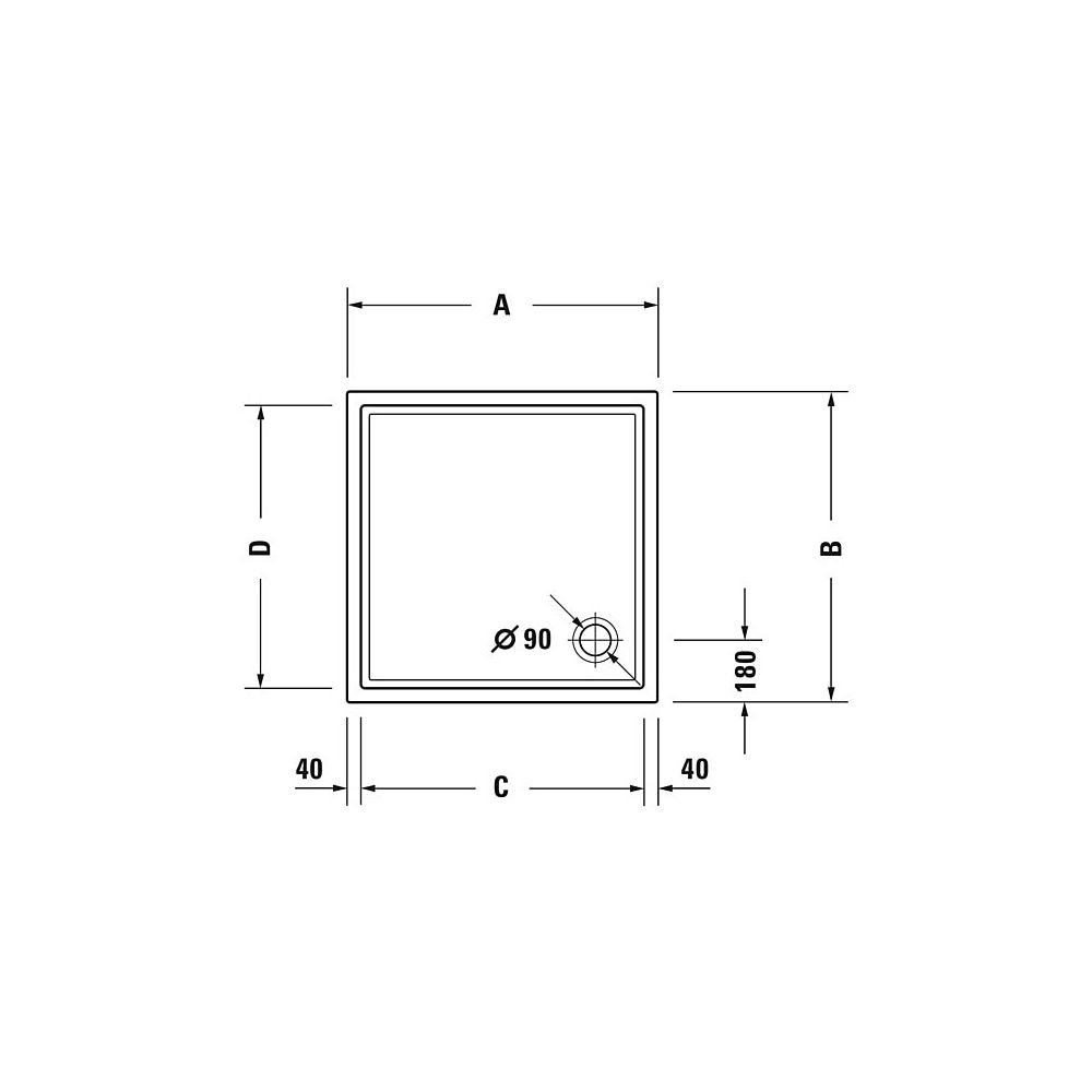 Duravit Starck Slimline Duschwanne 1000x1000x50mm, Quadratisch, Weiß glänzend,... DURAVIT-720116000000000 4021534887420 (Abb. 4)