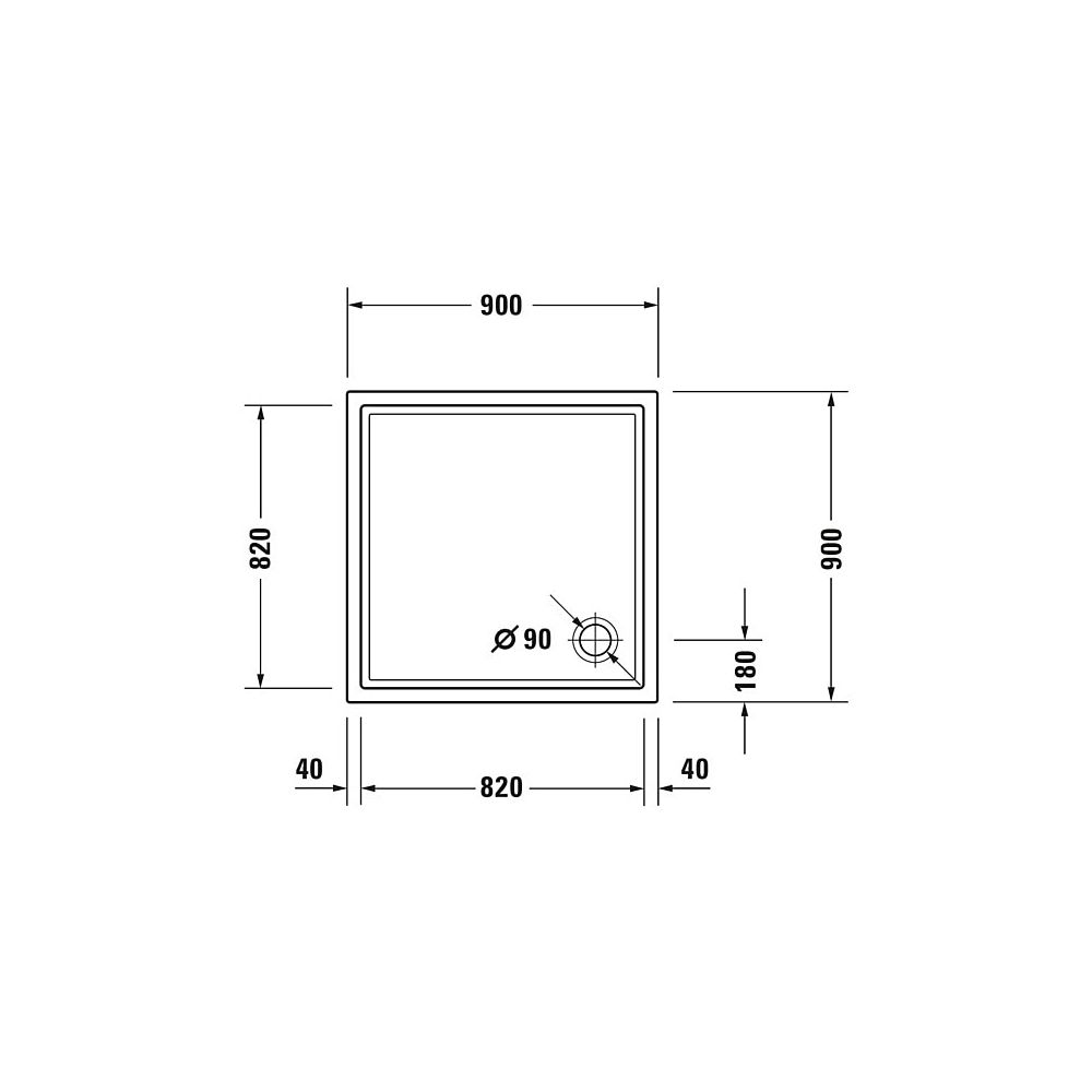 Duravit Starck Slimline Duschwanne 900x900x45mm, Quadratisch, Weiß glänzend, ... DURAVIT-720115000000000 4021534884528 (Abb. 10)