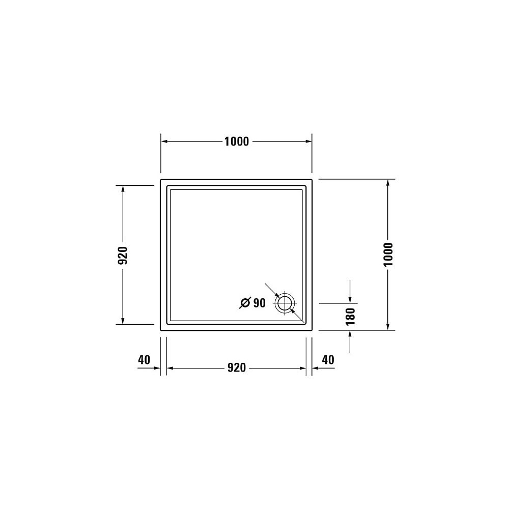 Duravit Starck Slimline Duschwanne 1000x1000x50mm, Quadratisch, Weiß glänzend,... DURAVIT-720116000000000 4021534887420 (Abb. 7)