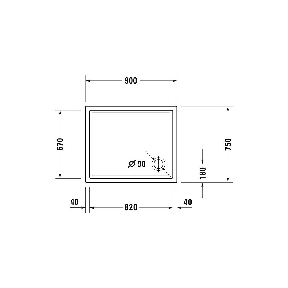 Duravit Starck Slimline Duschwanne 750x900x45mm, Rechteckig, Weiß glänzend, au... DURAVIT-720117000000000 4021534888601 (Abb. 3)
