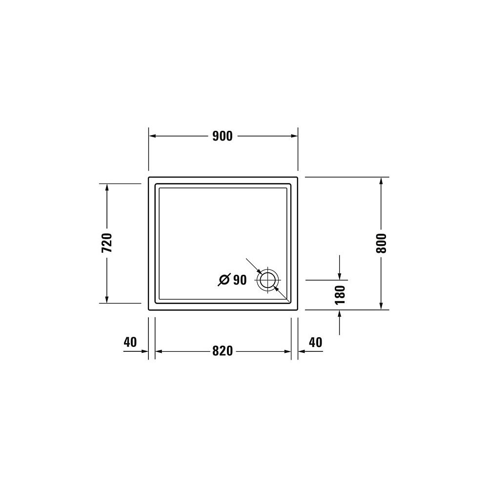 Duravit Starck Slimline Duschwanne 800x900x45mm, Rechteckig, Weiß glänzend, au... DURAVIT-720118000000000 4021534889035 (Abb. 5)