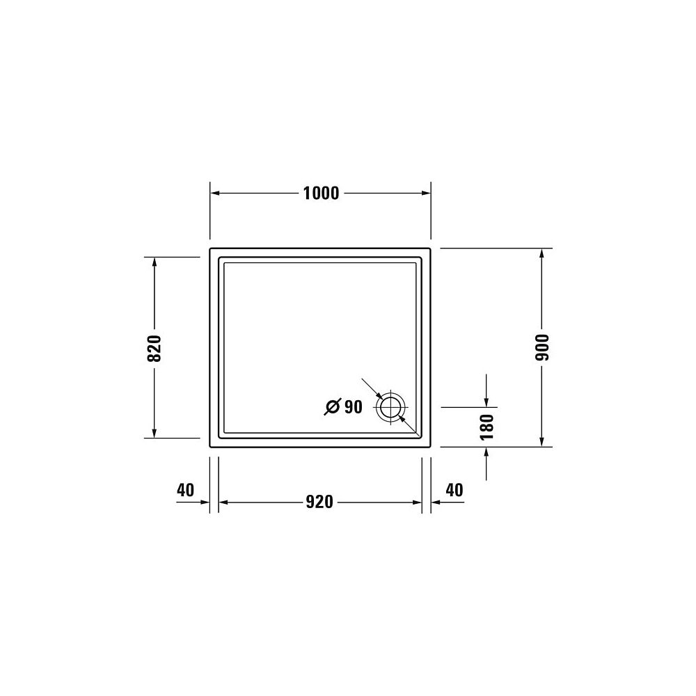 Duravit Starck Slimline Duschwanne 900x1000x50mm, Rechteckig, Weiß glänzend, a... DURAVIT-720120000000000 4021534891441 (Abb. 5)