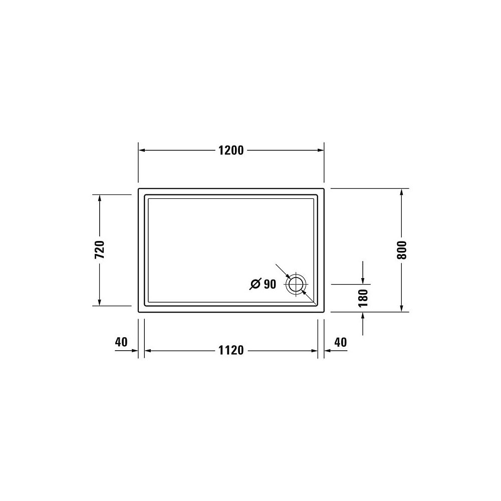Duravit Starck Slimline Duschwanne 800x1200x55mm, Rechteckig, Weiß glänzend, a... DURAVIT-720121000000000 4021534891540 (Abb. 3)