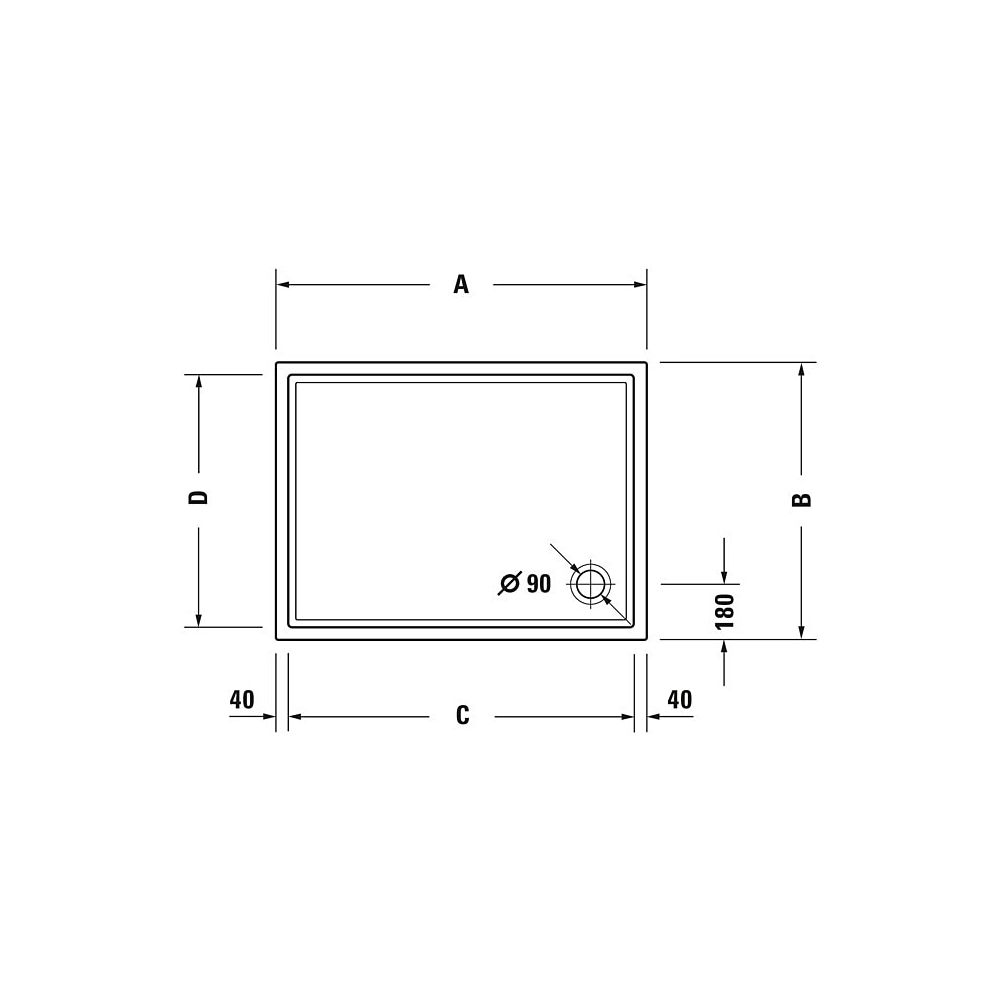 Duravit Starck Slimline Duschwanne 1000x1200x55mm, Rechteckig, Weiß glänzend, ... DURAVIT-720123000000001 4021534892417 (Abb. 3)