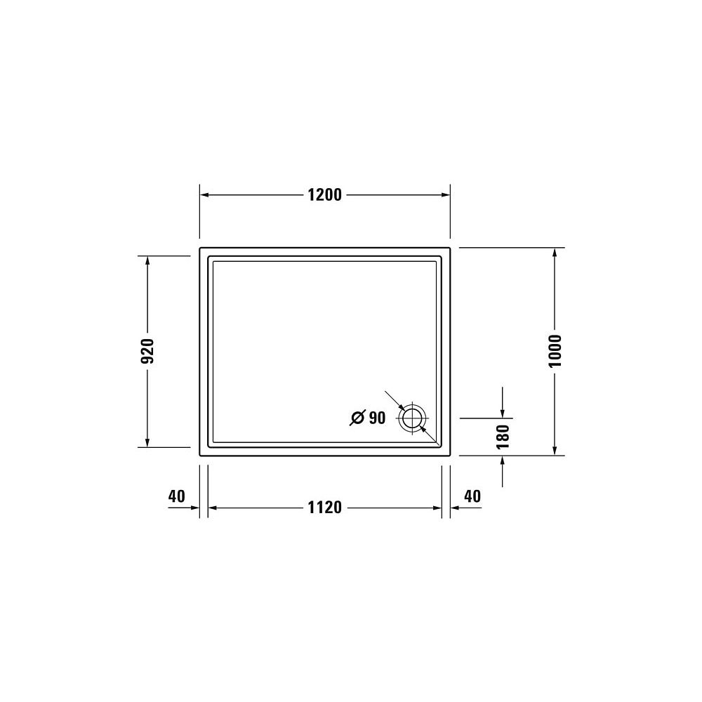 Duravit Starck Slimline Duschwanne 1000x1200x55mm, Rechteckig, Weiß glänzend, ... DURAVIT-720123000000001 4021534892417 (Abb. 5)