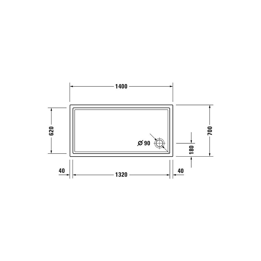 Duravit Starck Slimline Duschwanne 700x1400x55mm, Rechteckig, Weiß glänzend, A... DURAVIT-720124000000001 4021534892745 (Abb. 3)