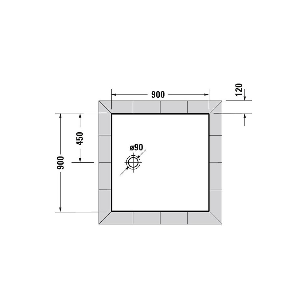 Duravit Tempano Duschwanne Halbeinbau Bodenbündig 900x900x40mm, Quadratisch, W... DURAVIT-720188000000000 4053424675206 (Abb. 3)