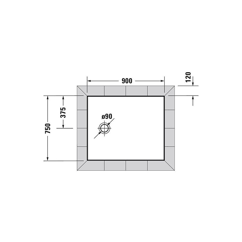 Duravit Tempano Duschwanne Halbeinbau Bodenbündig 750x900x40mm, Rechteckig, We... DURAVIT-720191000000000 4053424675237 (Abb. 2)