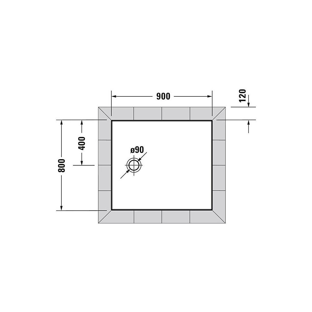 Duravit Tempano Duschwanne Halbeinbau Bodenbündig 800x900x40mm, Rechteckig, We... DURAVIT-720192000000000 4053424675244 (Abb. 2)