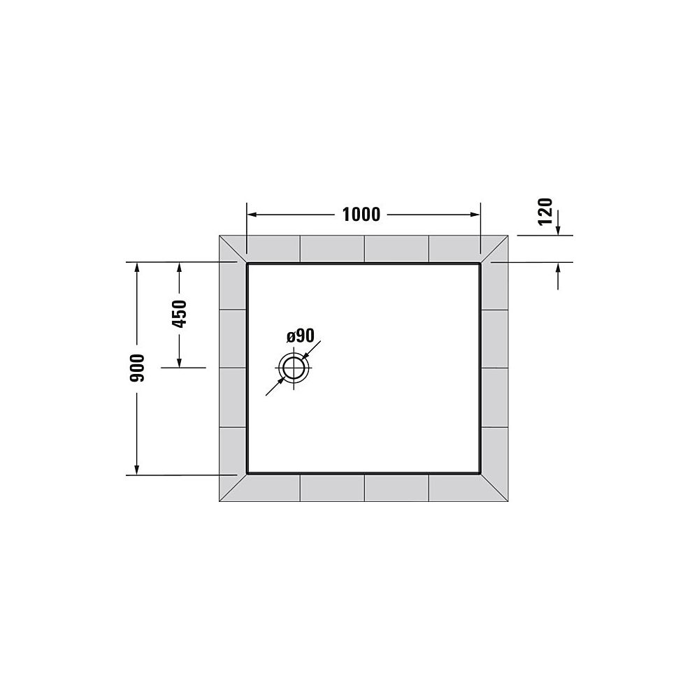 Duravit Tempano Duschwanne Halbeinbau Bodenbündig 900x1000x40mm, Rechteckig, W... DURAVIT-720195000000000 4053424675275 (Abb. 2)