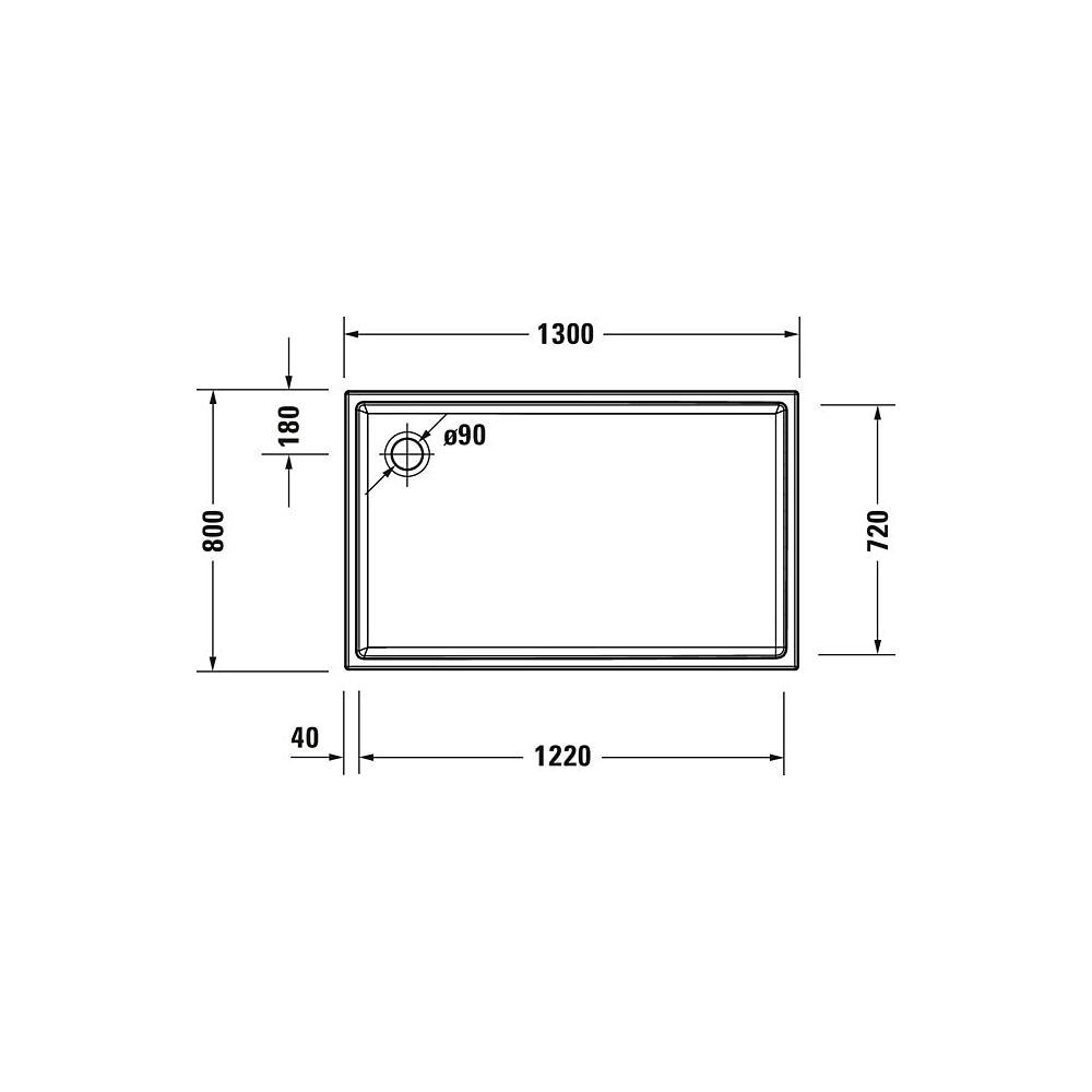 Duravit Starck Slimline Duschwanne 800x1300x60mm, Rechteckig, Weiß glänzend, a... DURAVIT-720235000000000 4053424689081 (Abb. 4)