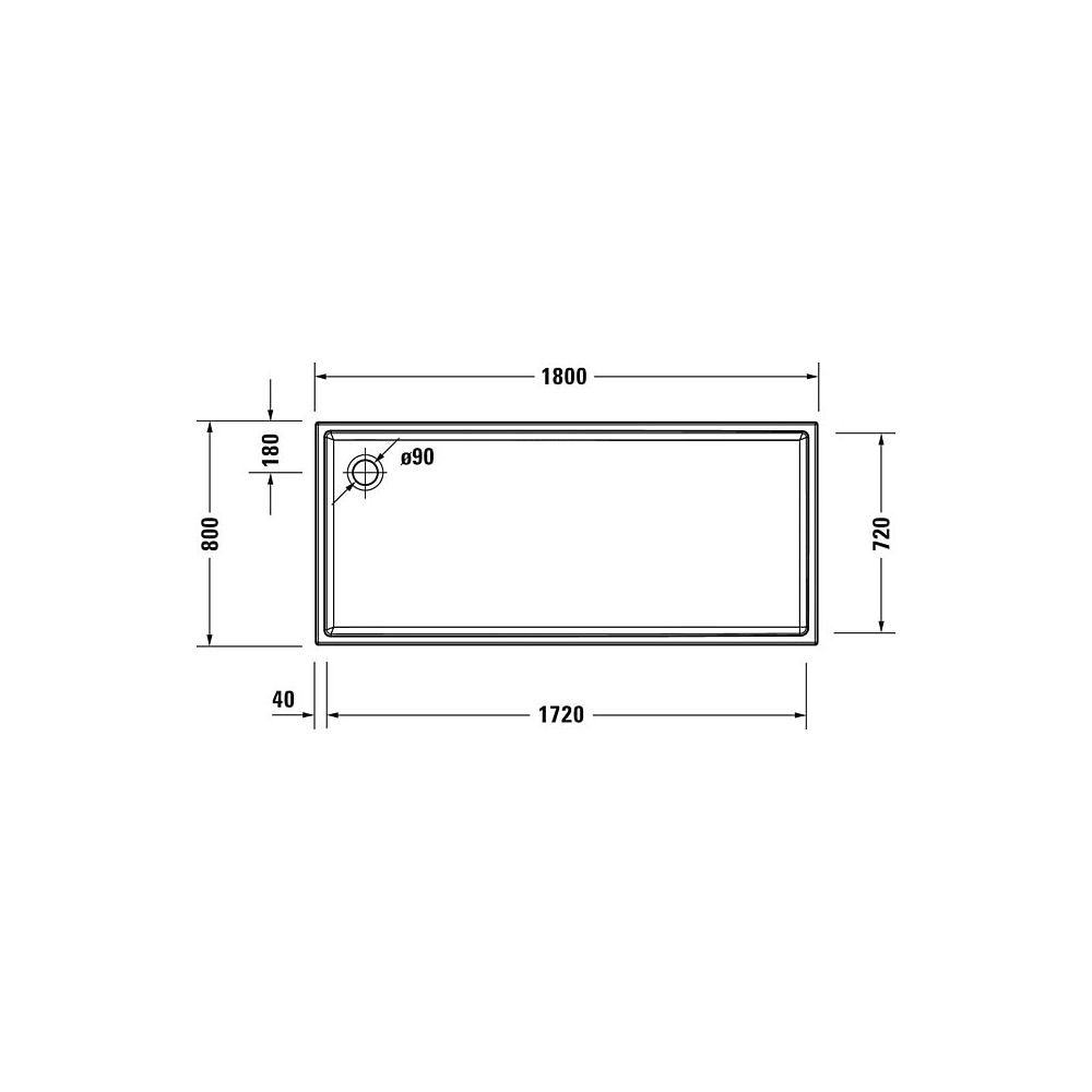 Duravit Starck Slimline Duschwanne 800x1800x65mm, Rechteckig, Weiß glänzend, a... DURAVIT-720240000000000 4053424689135 (Abb. 3)