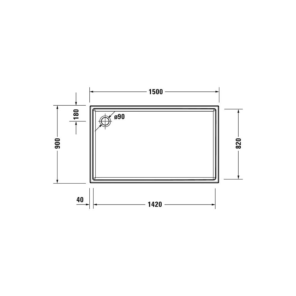 Duravit Starck Slimline Duschwanne 900x1500x60mm, Rechteckig, Weiß glänzend, a... DURAVIT-720243000000000 4053424689166 (Abb. 4)