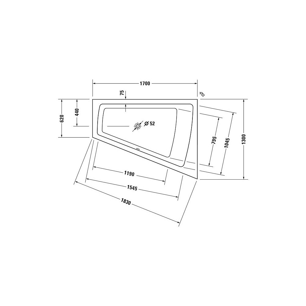 Duravit Paiova Whirlwanne Trapezförmig, Einbau, Ecke R 1300x1700x485mm, Jet-Sy... DURAVIT-760215000JS1000 4053424069715 (Abb. 2)
