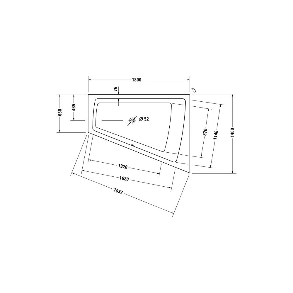 Duravit Paiova Whirlwanne Trapezförmig, Einbau, Ecke R, 1400x1800x485mm, Air-S... DURAVIT-760217000AS0000 4053424453002 (Abb. 2)