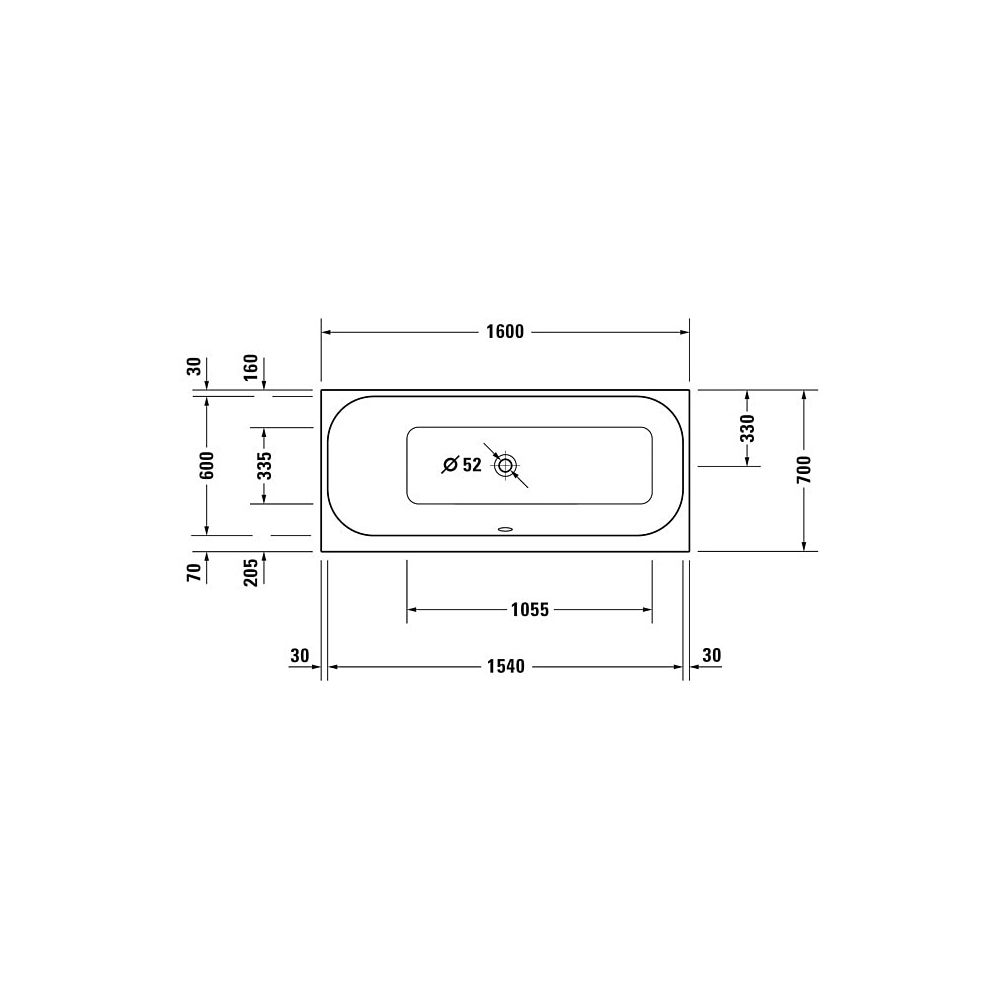 Duravit Happy D.2 Plus Whirlwanne rechteckig, Einbau, 700x1600x480mm Air-Syste... DURAVIT-760308000AS0000 4053424453347 (Abb. 2)