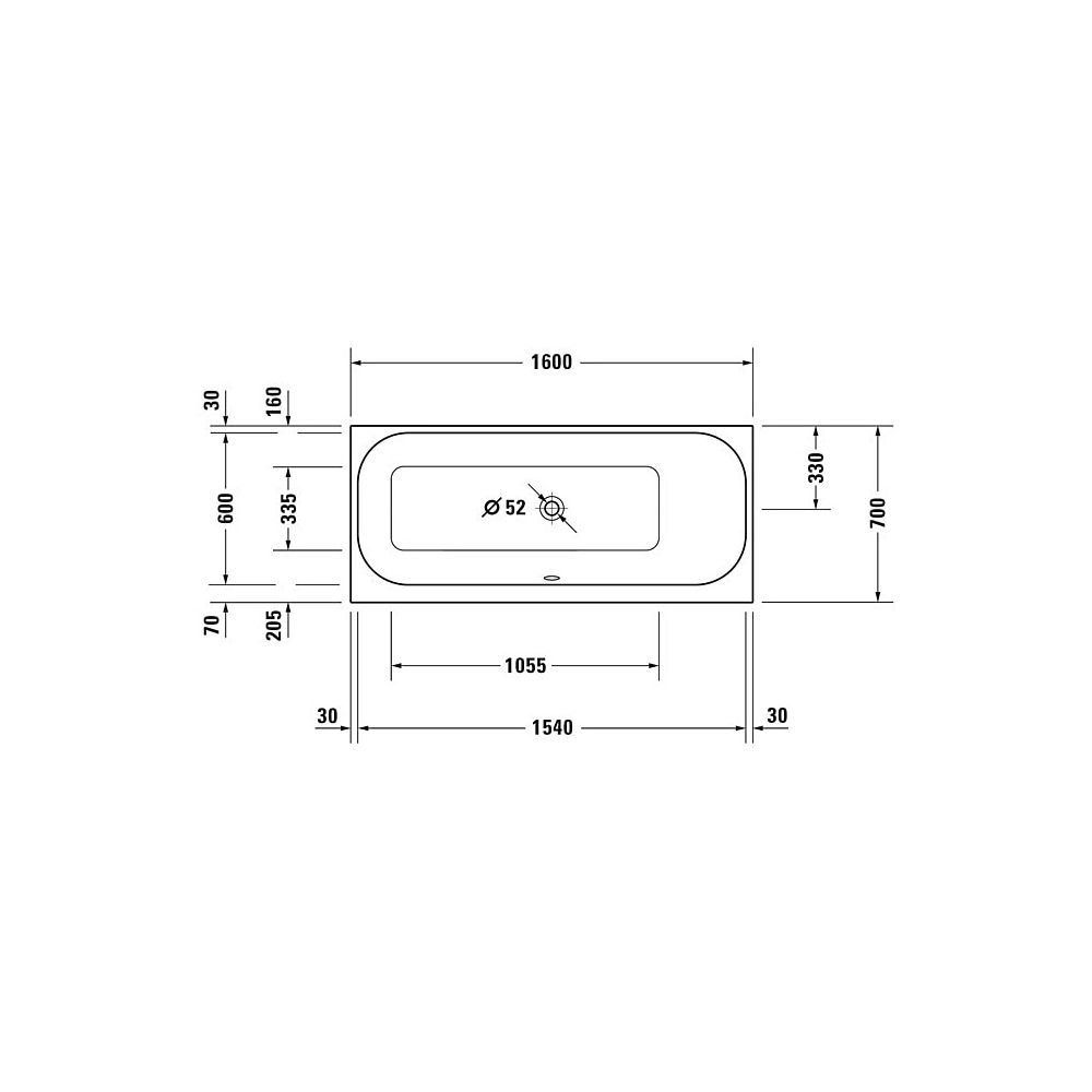 Duravit Happy D.2 Plus Whirlwanne rechteckig, Einbau, 700x1600x480mm Air-Syste... DURAVIT-760309000AS0000 4053424453354 (Abb. 2)