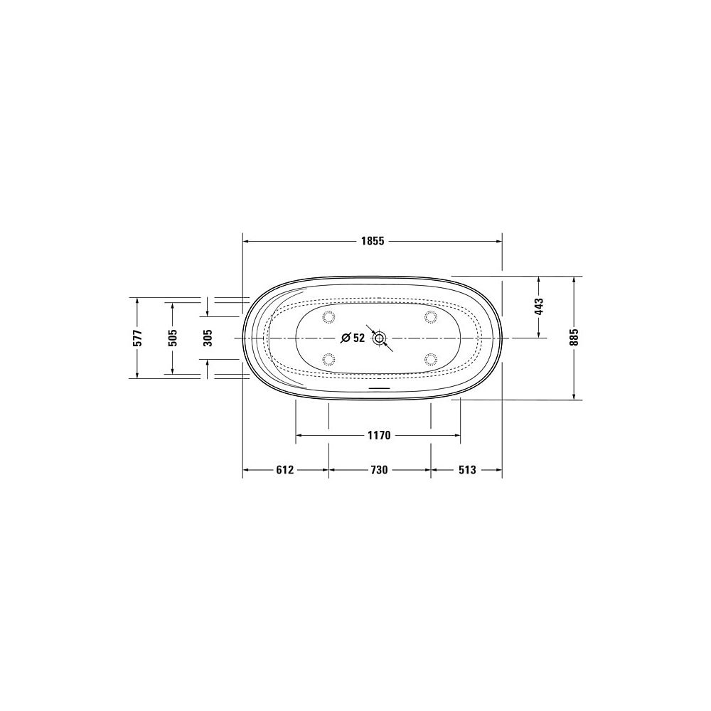Duravit Cape Cod Whirlwanne Oval, Freistehend, 885x1855x507mm, Air-System, 2 R... DURAVIT-760330000AS0000 4053424453477 (Abb. 9)
