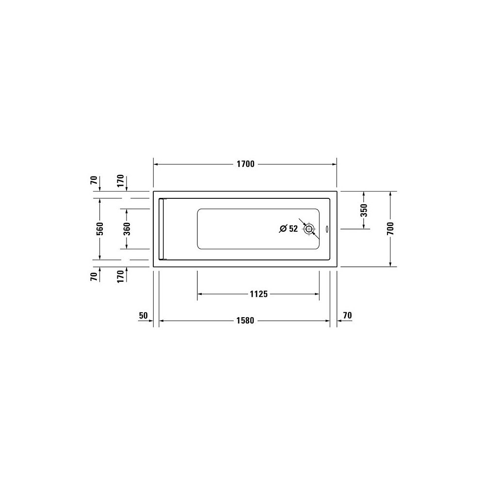 Duravit Starck Wannen Whirlwanne Rechteckig, Einbau, 700x1700x480mm Air-System... DURAVIT-760334000AS0000 4053424453514 (Abb. 2)
