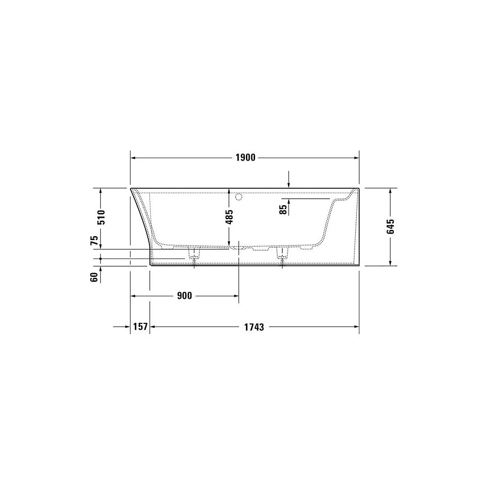 Duravit Cape Cod Whirlwanne Halbrund, Ecke R, 900x1900x510mm, Air-System, 1 Rü... DURAVIT-760363000AS0000 4053424453606 (Abb. 3)