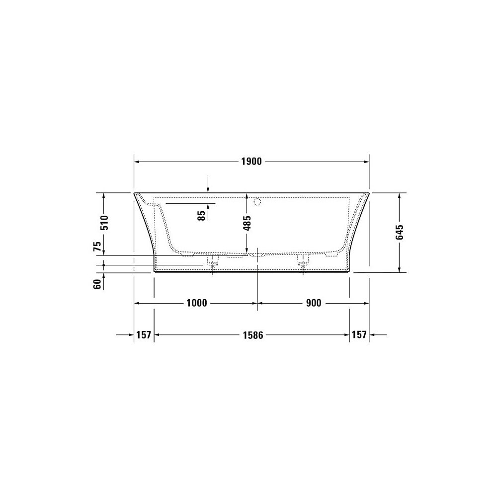 Duravit Cape Cod Whirlwanne Halbrund, Vorwand, 900x1900x510mm, Air-System, 1 R... DURAVIT-760364000AS0000 4053424453613 (Abb. 4)