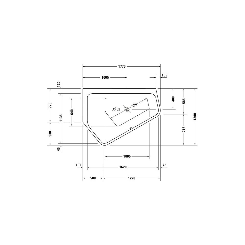 Duravit Paiova Whirlwanne 5 Fünfeck Einbau Ecke L 1300x1770x460mm Air-System 2... DURAVIT-760390000AS0000 4053424453736 (Abb. 2)