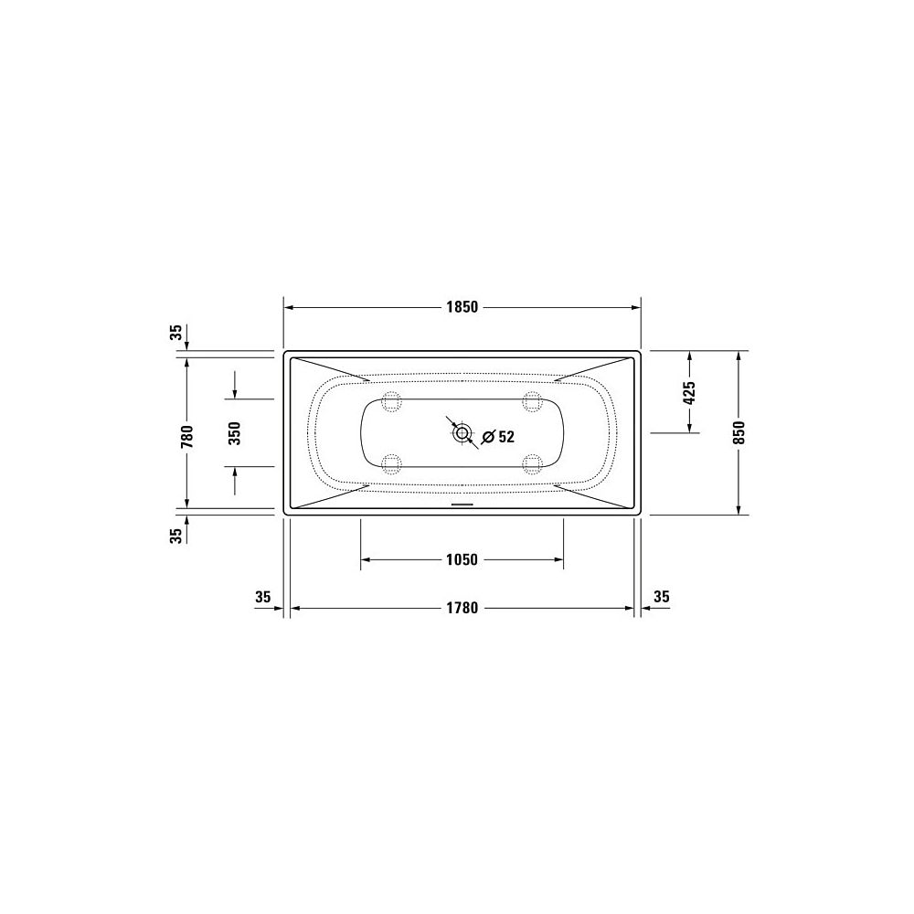 Duravit DuraSquare Whirlwanne Rechteckig, Freistehend, 850x1850x485mm, Air-Sys... DURAVIT-760430000AS0000 4053424453934 (Abb. 2)