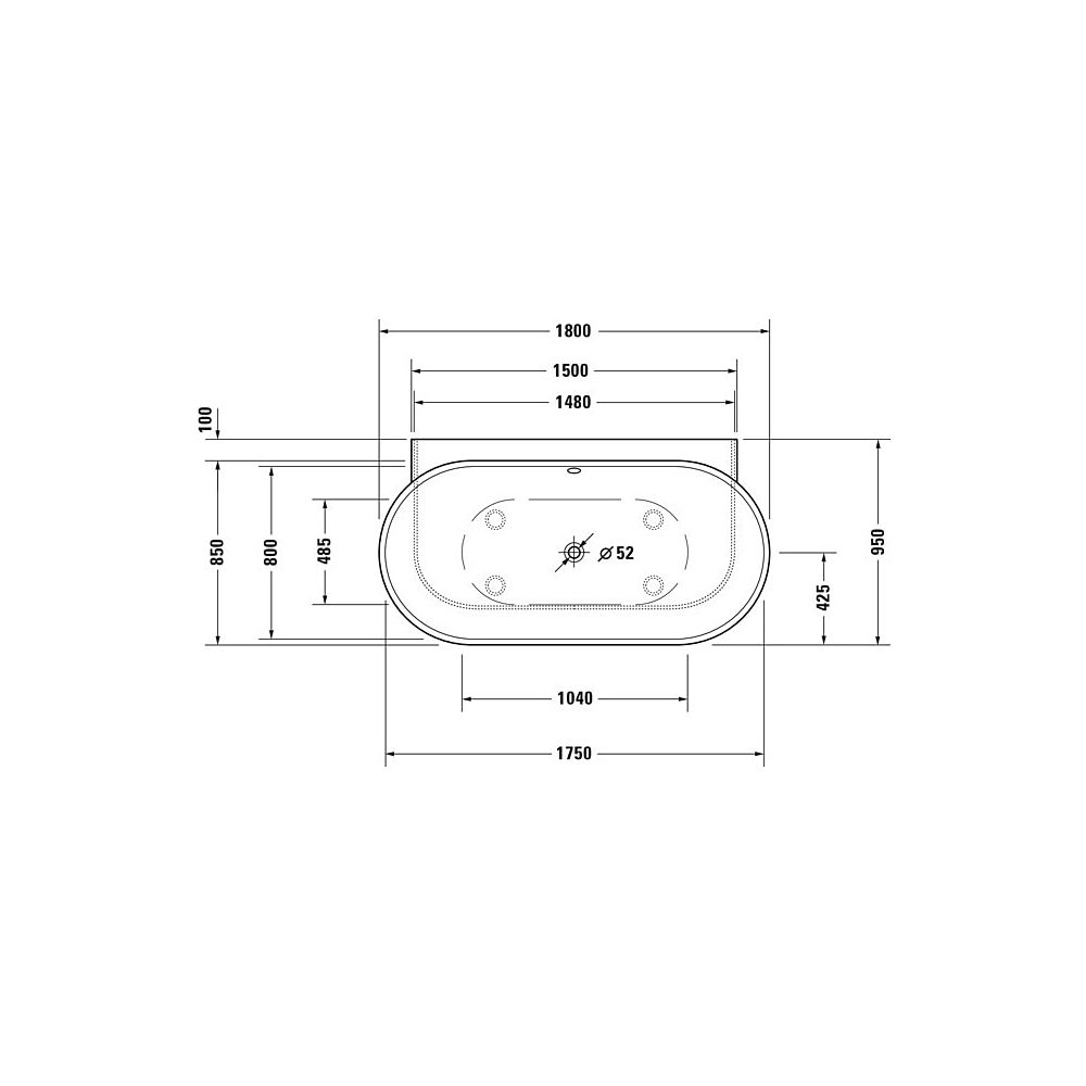 Duravit Luv Whirlwanne Oval, Vorwand, 950x1800x610mm, Air-System, 2 Rückenschr... DURAVIT-760433000AS0000 4053424453965 (Abb. 2)