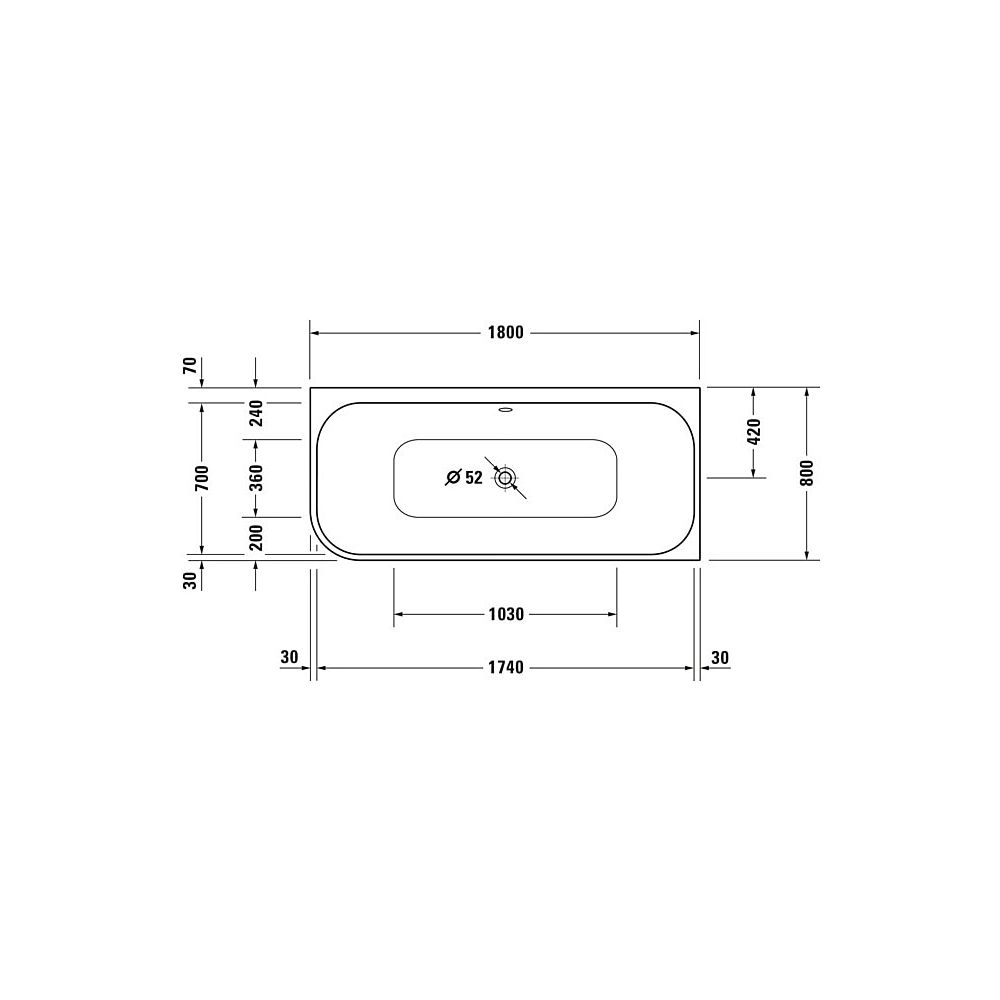 Duravit Happy D.2 Plus Whirlwanne rechteckig, Ecke R, 800x1800x480mm, Air-Syst... DURAVIT-760450800AS0000 4053424736136 (Abb. 2)