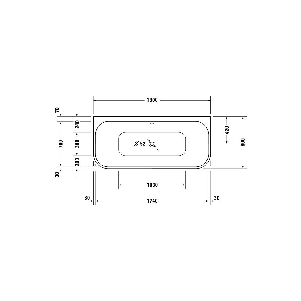 Duravit Happy D.2 Plus Whirlwanne rechteckig, Vorwand, 800x1800x480mm Combi-Sy... DURAVIT-760451800CE1000 4053424736198 (Abb. 2)