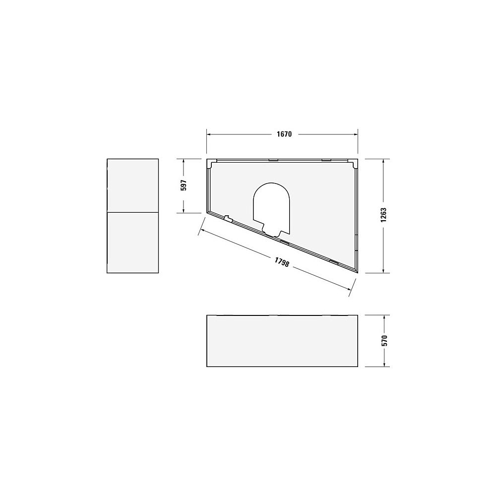 Duravit Paiova Badewannenträger 1270x1670x570mm, Trapezförmig, gerade Seitenwa... DURAVIT-791421000000000 4021534534362 (Abb. 2)