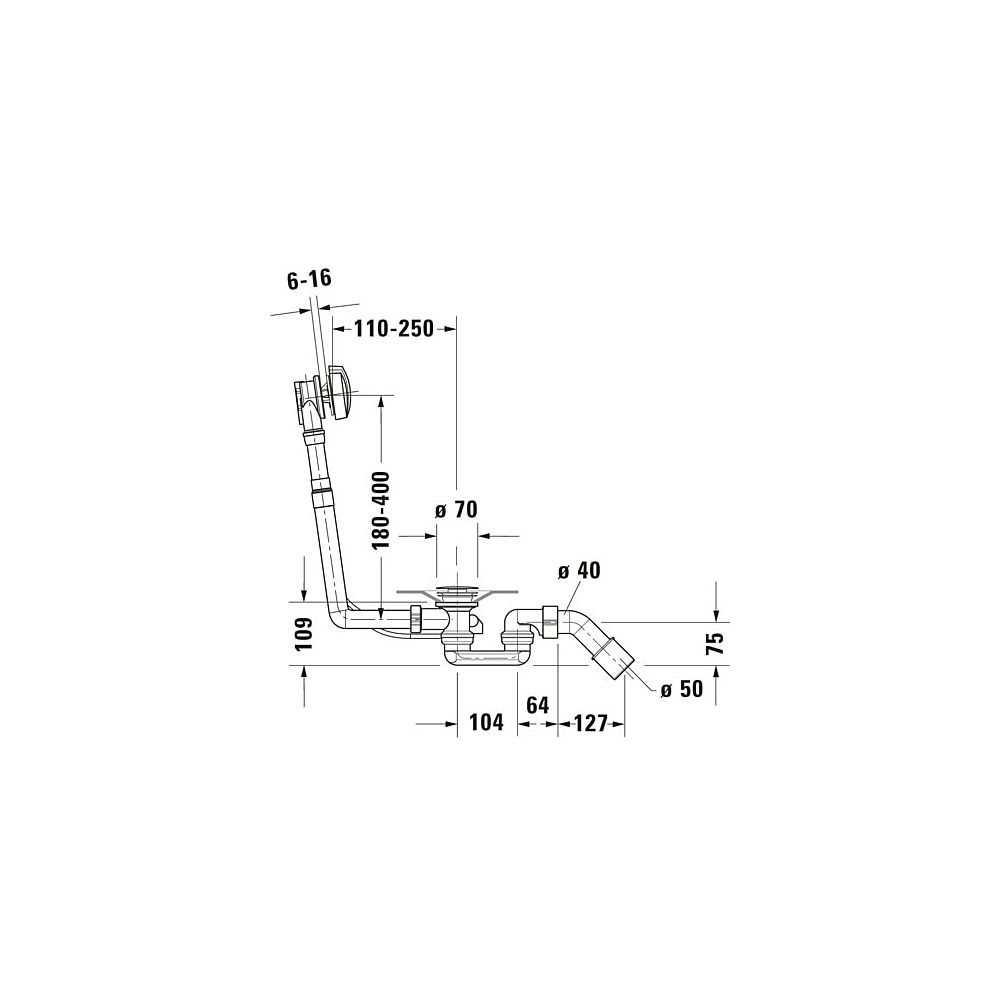 Duravit Ab- und Überlaufgarnitur, Chrom glänzend, rund mit Griffmulden, Bowden... DURAVIT-790225000001000 4021534405907 (Abb. 3)