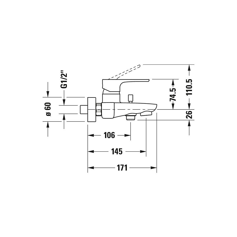 Duravit B.1 Einhebel-Wannenmischer Aufputz, Chrom, 20,5l/min, S-Anschlüsse 1/2" S... DURAVIT-B15230000010 7612158494247 (Abb. 4)