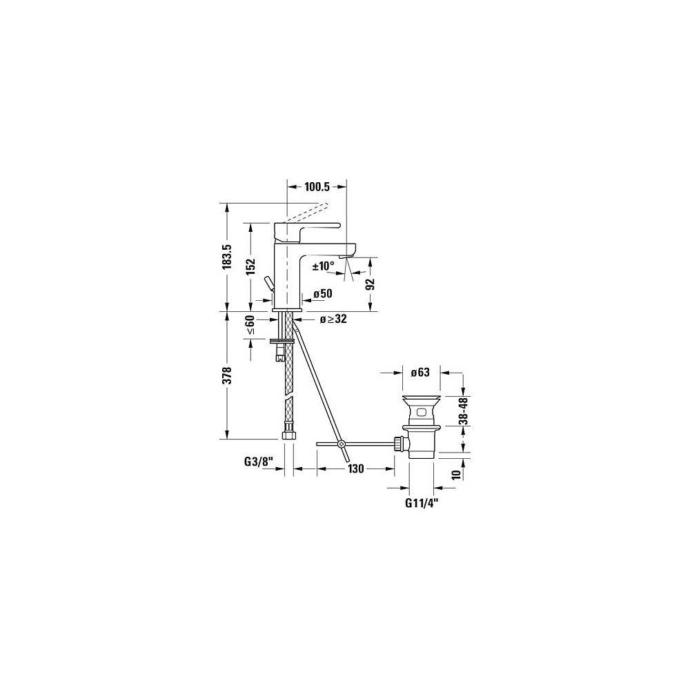 Duravit B.2 Einhebel-Waschtischmischer S, Chrom, 5,5l/min, Hebelgriff, mit Garnit... DURAVIT-B21010001010 7612158494315 (Abb. 9)
